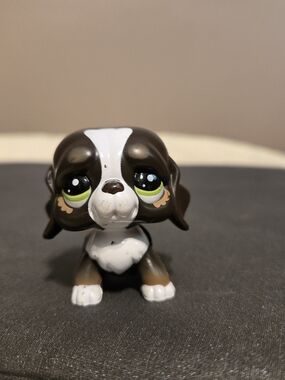 Littlest Pet Shop Brown and White St Bernard Puppy with Green Eyes #2121